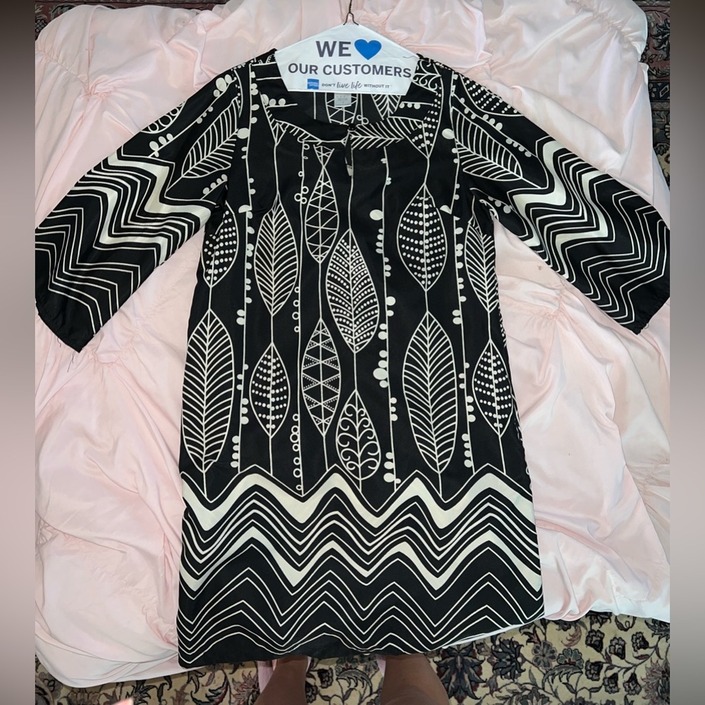 Tribal Pattern Long Sleeve Mini Dress